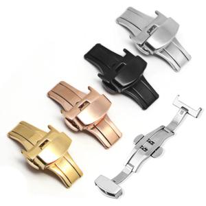 스테인레스 스틸 나비 버클 광택 매트 버튼 시계 밴드 버클 16mm 18mm 20mm 22mm 시계 밴드 걸쇠 액세서리