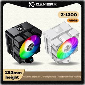 파워 트레인 X-Gamerx Z-1300 9cm, 디지털 온도 디스플레이 4개 히트파이프 CPU 공기 냉각기 ARGB LGA1700 1200 115X AM4 AM5