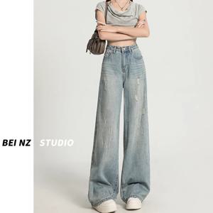 피부 친화적인 여성용 스트레이트 진 편안한 레저 배기 데님 팬츠 로우라이즈 캐주얼 스트리트웨어 트렌디 포켓 보이프렌드