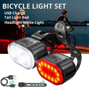 자전거 전조등 후미등 세트 자전거 USB 충전 헤드라이트 라이트 MTB 방수 테일라이트 LED 랜턴 자전거 액세서리