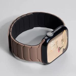 애플 워치 밴드 울트라 49 45mm 44 46mm 42 40mm용 자석 스트랩 실리콘 팔찌 iWatch 시리즈 11 10 8 7 6 5 9 3SE용