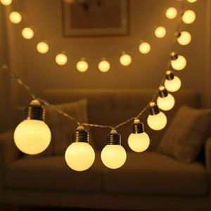 LED 크리스마스 요정 대형 전구 볼 가랜드 홀리데이 스트링 라이트 10LED 배터리 전원 정원 발렌타인 캠핑 텐트 파티용