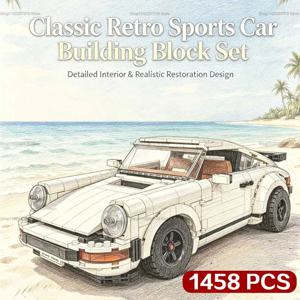 1458PCS 2-in-1 수집용 클래식 빈티지 자동차 경주용 스포츠카 빌딩 블록 모델 STEM DIY 기계 조립 브릭 키트