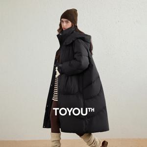 TOYOUTH 여성용 짧은 다운 재킷 2026 겨울 신상 대학 스포티 방풍 따뜻한 라이너 투피스 세트