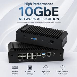 QOTOM 10Gb 네트워크 어플라이언스 Denverton CPU C3558 C3758R 5개 포트 2.5GbE 4개 포트 SFP+ 방화벽 게이트웨이
