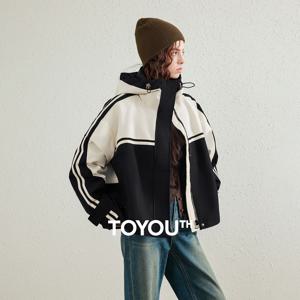 TOYOUTH 여성용 짧은 다운 재킷 2026 겨울 신상 대학 스포티 방풍 따뜻한 라이너 투피스 세트