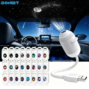 2 in 1 USB 스타 갤럭시 프로젝터 라이트 자동차 실내 천장 무드등 수동 초점 분위기 조명 별빛 하늘 야간 조명