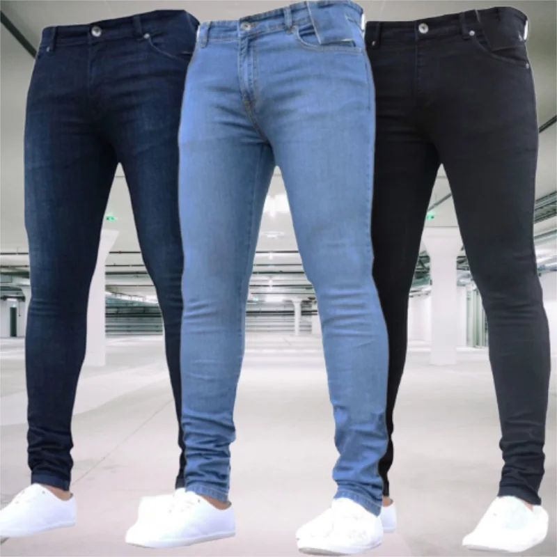 남성 청바지 스트레치 슬림핏 바지 streetwear colthing 클래식 캐주얼 바지 스키니 지퍼 데님 디자이너 의류 블랙 블루