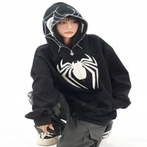 대형 Y2k 스파이더 후드 남성 streetwear 가을 겨울 자켓 플러시 자수 여성 운동복 unisex kakazzy hoddies