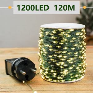 1200 LED 야외 Led 문자열 Led 크리스마스 조명 요정 문자열 조명 플러그 녹색 나무 휴일 파티 웨딩 파티 장식