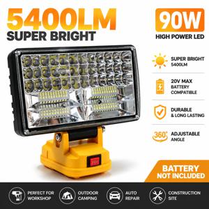 20V MAX LED 작업등 (디월트 18V 배터리 호환) 휴대용 투광등 5400LM 무선 작업 현장 램프 야외 비상 낚시 도구