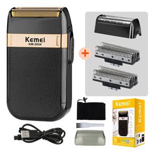 Kemei KM-2024 남성용 전기 면도기 트윈 블레이드 왕복 무선 면도기 USB 충전식 면도기 이발사 트리머