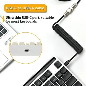 기계식 키보드 코일 케이블 USB 유형 C 에비에이터 커넥터 Protable 기계식 키보드용 스프링 코드 데이터 충전 케이블