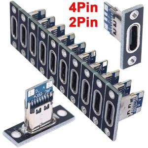 1-20Pcs USB 잭 3.1 Type-C 2Pin 4Pin 암 커넥터 잭 데이터 충전 포트 고정 플레이트가 있는 소형 전기 충전 베이스
