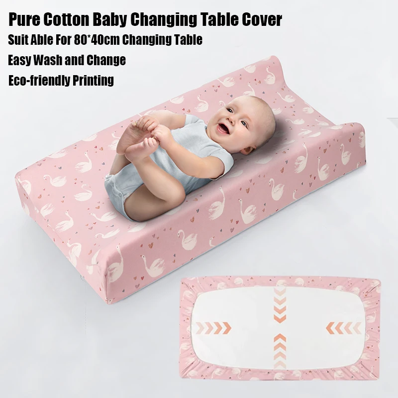 순수 코튼 베이비 체인징 패드 커버 재사용 가능한 인쇄형 기저귀 테이블 패드 케이스 80*40cm 아기 통기성 기저귀 매트리스 매트 커버