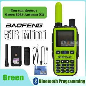 바오펑 5R 미니 햄 라디오 녹색 UV-5R 미니 무전기 UHF VHF AM/FM 블루투스 프로그래밍 타입-C 999채널 업그레이드 UV-5R