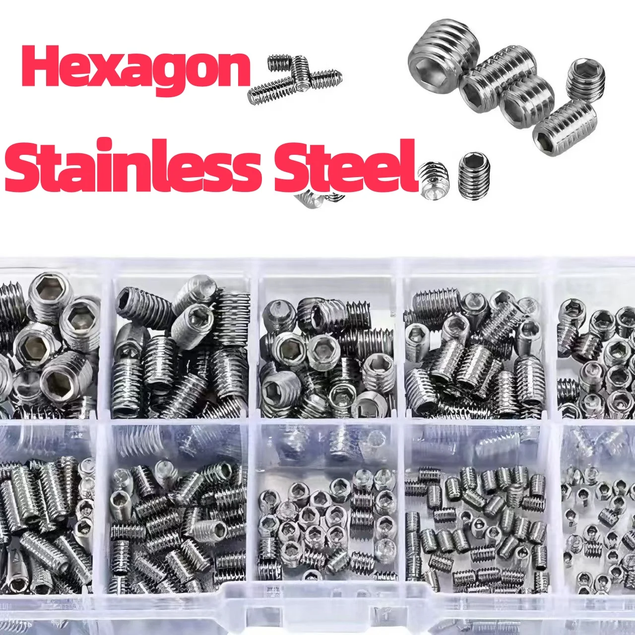 스테인리스 스틸 헤드리스 육각 소켓 나사 세트 - M3/M4/M5/M6/M8 육각 소켓 나사, 일반 나사, 기계 나사