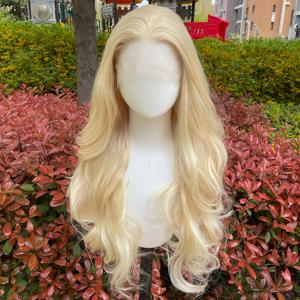 613 블론드 13X4 합성 레이스 프론트 가발 (여성용) 26인치 롱 웨이브 글루리스 합성 가발 프리 파트 150% 밀도 여성용 가발