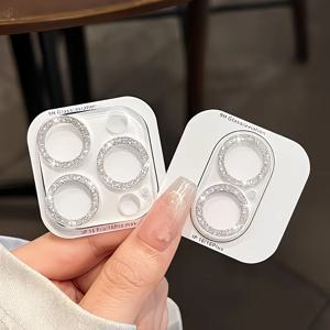 1PC 카메라 렌즈 보호필름 실버 글리터 반짝이 9H 강화유리 스크래치 방지 반사 방지 아이폰 17 16 15-11 Pro Max 용