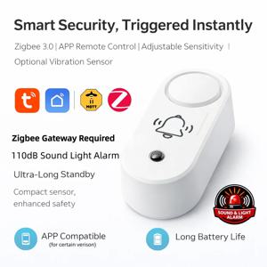 Zigbee 사이렌 알람 스마트 홈 진동 센서 감지 보안 경고 TUYA Smart Life&Zigbee 2mqtt 버전 게이트웨이와 호환 가능