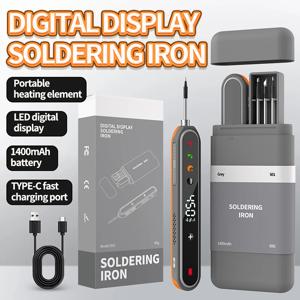 8–15W USB 디지털 스마트 납땜 인두, 무선 온도 조절 가능 미니 납땜 인두 세트, Type-C 커넥터, 180–450 ° C