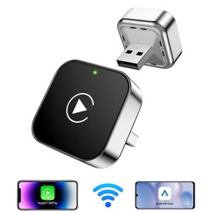 아이폰용 무선 CarPlay 어댑터 - 미니 플러그 앤 플레이 자동 연결, 5GHz WiFi 저지연 iOS 10+ 유선 CarPlay 호환