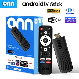ONN TV 스틱 안드로이드 13.0 TV 스틱 올위너 H313 쿼드 코어 8GB 램 128GB 롬 듀얼 2.4G & 5GHz BT5 4K 음성 제어 10/100Mbps