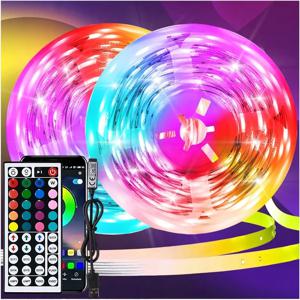 스마트 LED 스트립 조명 1m-40m 음악 동기화 5050 RGB LED 조명 앱 및 리모컨 포함 크리스마스 파티룸 장식 조명