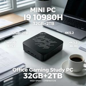 신상품 입고! I9-10980HK 미니 PC 32GB+2TB 고속 콤보, WiFi6, BT5.2, 4K HD, 사무실 및 게임용 컴팩트 데스크탑