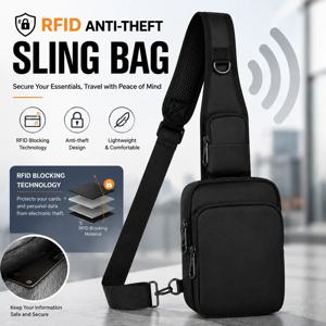 남성용 패셔너블 캐주얼 RFID 도난방지 슬링백, 스트릿 스포츠 체스트백 심플 경량 숄더백 통근용