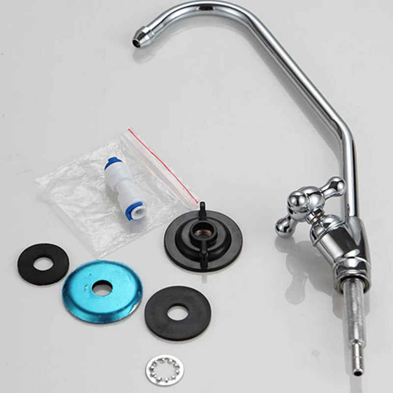 정수기 부품 스테인리스 스틸 수도꼭지 세트 파이프 커넥터 포함 정수기 탭 주방 RO 수도꼭지 1/4 인치 연결 호스