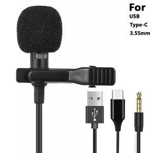 3.5mm 미니 휴대용 라발리에 마이크 PC 노트북용 타입 C 라펠 클립온 마이크 스마트폰용 USB 전문 마이크