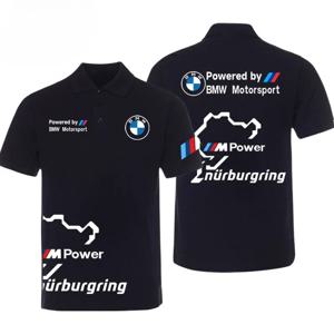 BMW 남성용 2025 신상 라펠 반팔 티셔츠 BMW 개조 자동차 문화 자동차 애호가 프린트 남녀공용 폴로 셔츠 상의
