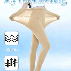 여성용 누드 컬러 아이시 필링 요가 팬츠 가볍고 신축성 좋은 통기성 여름 레깅스 운동, 러닝, 헬스용