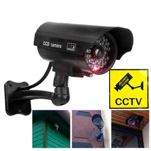 빨간색 LED 조명이 깜박이는 엘레오파드 CCTV 감시 카메라, 실외/실내용 가짜 카메라, 방수 보안 카메라