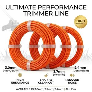 트리머 라인, 15m 나일론 로프 2.4mm 2.7mm 3mm, 브러시 커터 스트리머 잔디깎이용, 전문 잔디깎이 와이어 정원 액세서리