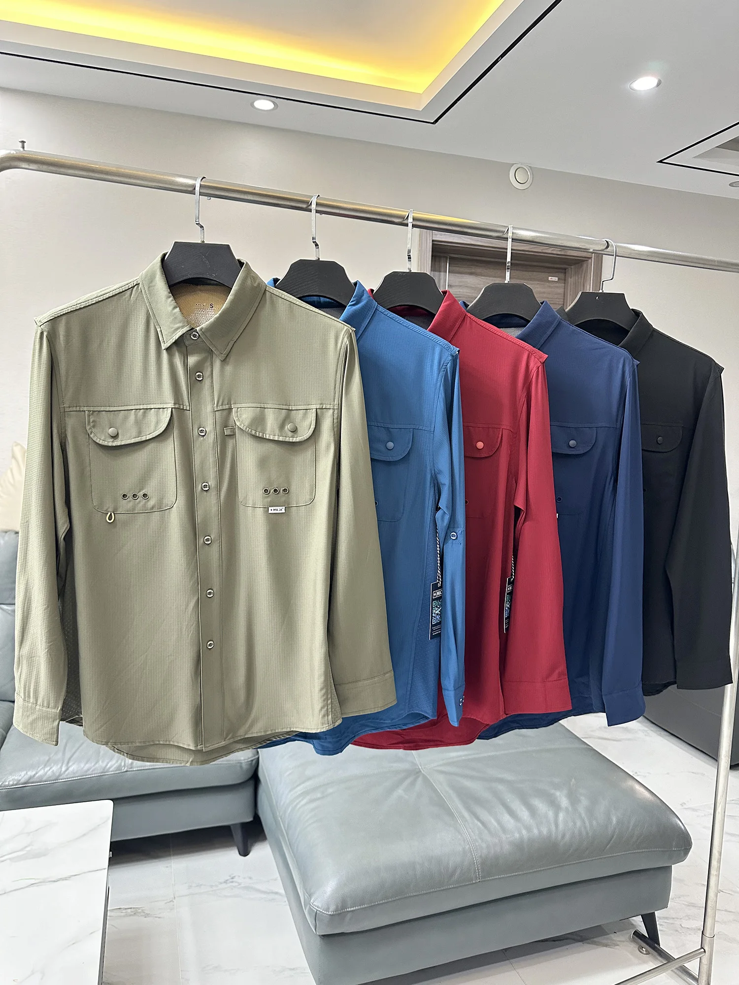 고성능 남성용 아웃도어 셔츠 봄 여름 찢김방지 고탄성 통기성 캐주얼 스타일 긴팔 스탠다드 핏