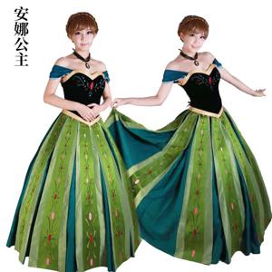 우아한 여왕 안나 공주 드레스 할로윈 코스프레 의상 아이스 프린세스 앙상블 여왕 의상 귀족 여성 의상 무대 의상
