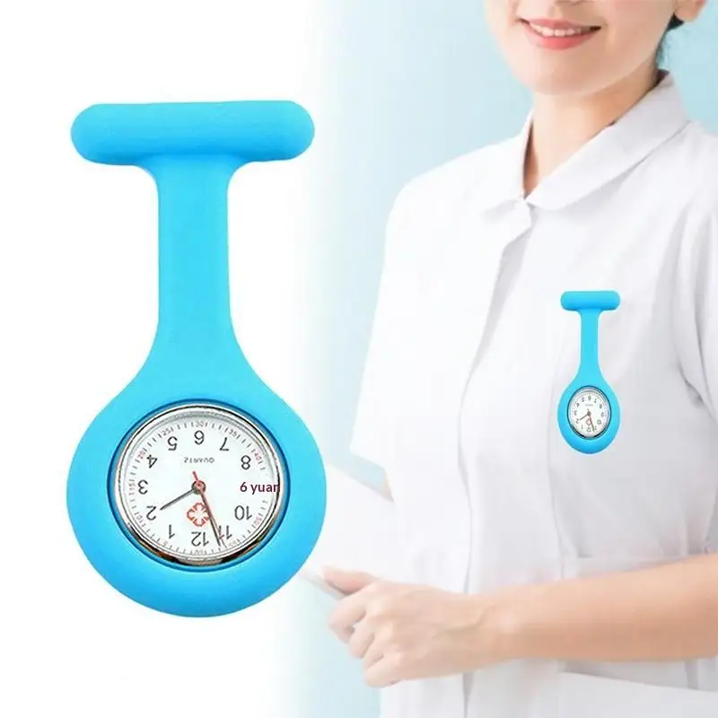 여성용 가슴 실리콘 간호사 시계, 병원 및 의료 유니폼용 쿼츠 무브먼트 포켓 브로치