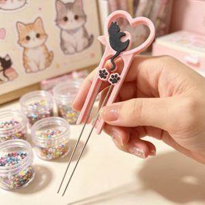 캣 펄러 비즈 배치 펜 고품질 롱 퓨즈 비즈 이중 바늘 도구 부드러운 다기능 콜라주 비즈 도구 DIY