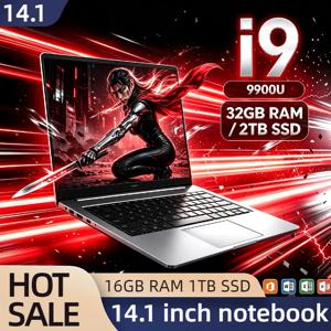2026 인텔 i9 9900 울트라 슬림 14.1인치 노트북 32GB 램 2TB SSD 프로 게이밍 노트북 1920x1080 오피스 고성능