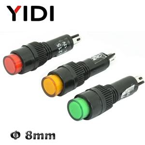 플라스틱 LED 표시등, 빨간색 녹색 파란색 호박색 흰색 파일럿 램프 신호등, AC DC LED 표시등, NXD-215 8mm, 12V, 24V, 110V, 220V, 5 개, 10 개