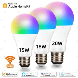 홈킷 스마트 밝기 조절 전구, 와이파이 E27, RGBCW 110V 220V 조명 앱, 밝기 조절 SIRI 알렉사 구글 홈 IOS 음성 제어