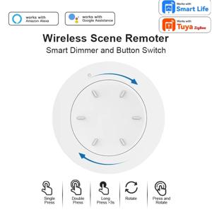 ZigBee 스마트 노브 스위치 조광기 탈착식 무선 장면 연결 푸시 버튼 조명 자동화 시나리오 패널 (Tuya Smart용)