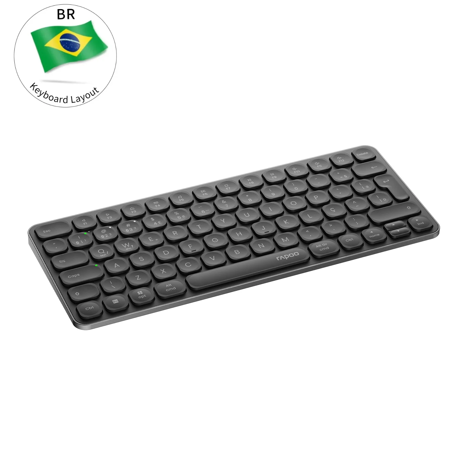 Rapoo E9050L/9010M ABNT2 포르투갈어 브라질 다중 장치 블루투스 무선 키보드 멀티미디어 키가 있는 검정색