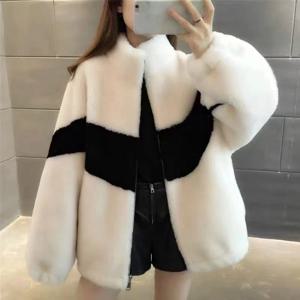 세련된 두꺼운 양털 파티클 여성 재킷 가을 겨울 신상품 폴로 칼라 지퍼 클로저 긴팔 루즈핏