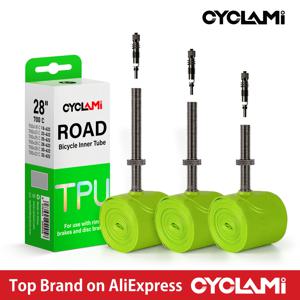 CYCLAMI 자전거 이너 튜브 초경량 TPU 호스 메탈 프레스타 밸브 탈착식 자전거 액세서리 로드 700C 700 18 23 25 28 30 32 C