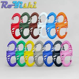 5-100Pcs RoYishi 야외 등산 후크 S 유형 카라비너 ​​키 체인 후크 다채로운 플라스틱 카라비너 ​​미니 배낭 버클