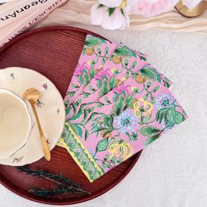 20pcs 33*40cm 2 레이어 수채화 꽃 인쇄 냅킨 파티 장식 일회용 테이블 매트 DIY 데쿠파주 종이