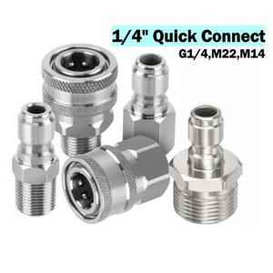 고압 세척기 1/4인치 퀵 플러그 및 커넥터 스테인리스 스틸 G1/4 M14 M22 나사산(암수)